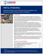 Micro and Small Enterprises: Metal Finishing